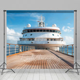 Lofaris Blue Sky Coast Plank Road Ship Natural Scene Backdrop